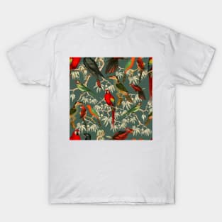 Tropical birds - green T-Shirt